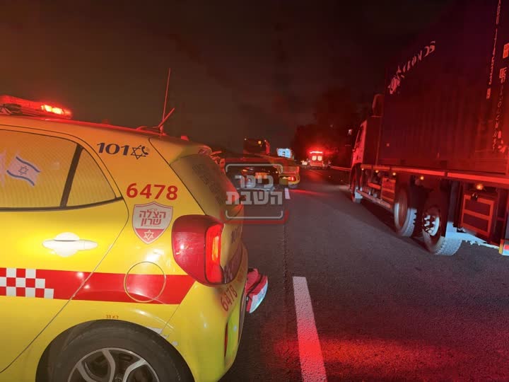זירת תאונת הדרכים בכביש 4
