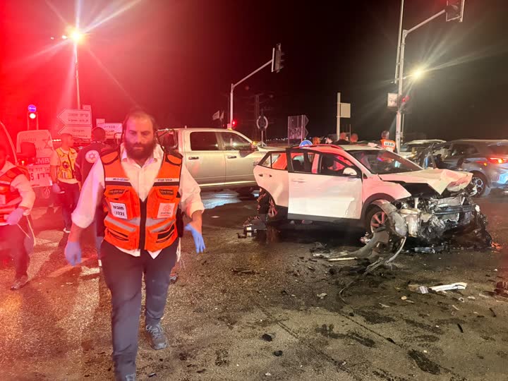 זירת תאונת דרכים בצומת חצור