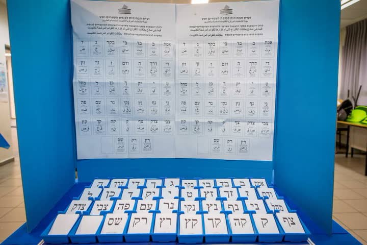 קלפי בחירות עם פתקי הצבעה