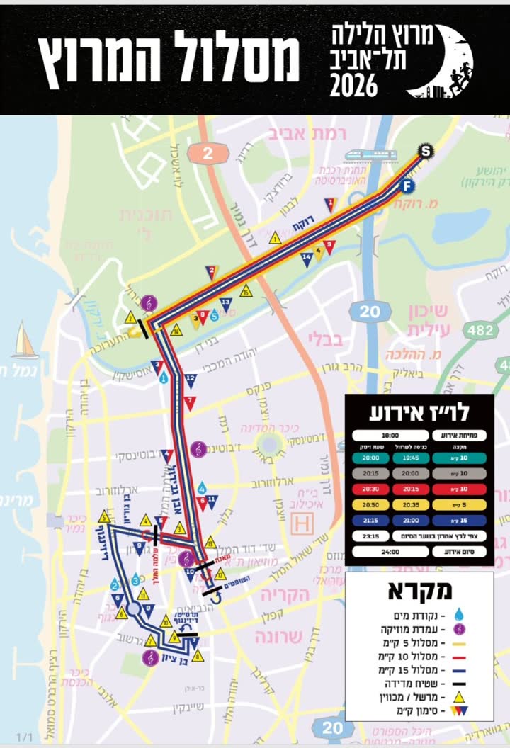 מפת מסלול מרוץ הלילה